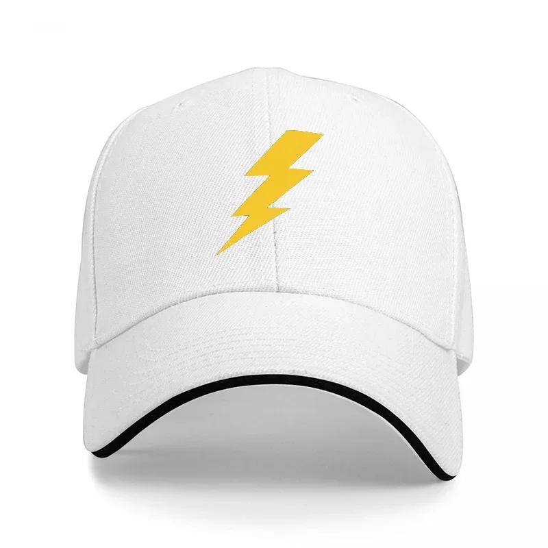 Lightning Bolt Logo Black Baseball Cap with Yellow Strike Design for Unisex and Women Casual Streetwear Fashion Accessory