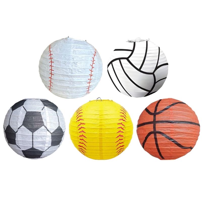 Lot de 6 Lanternes en Papier Sport Football Décoration Suspendue Japonaise pour Anniversaires sur le Thème du Football Centres de Table