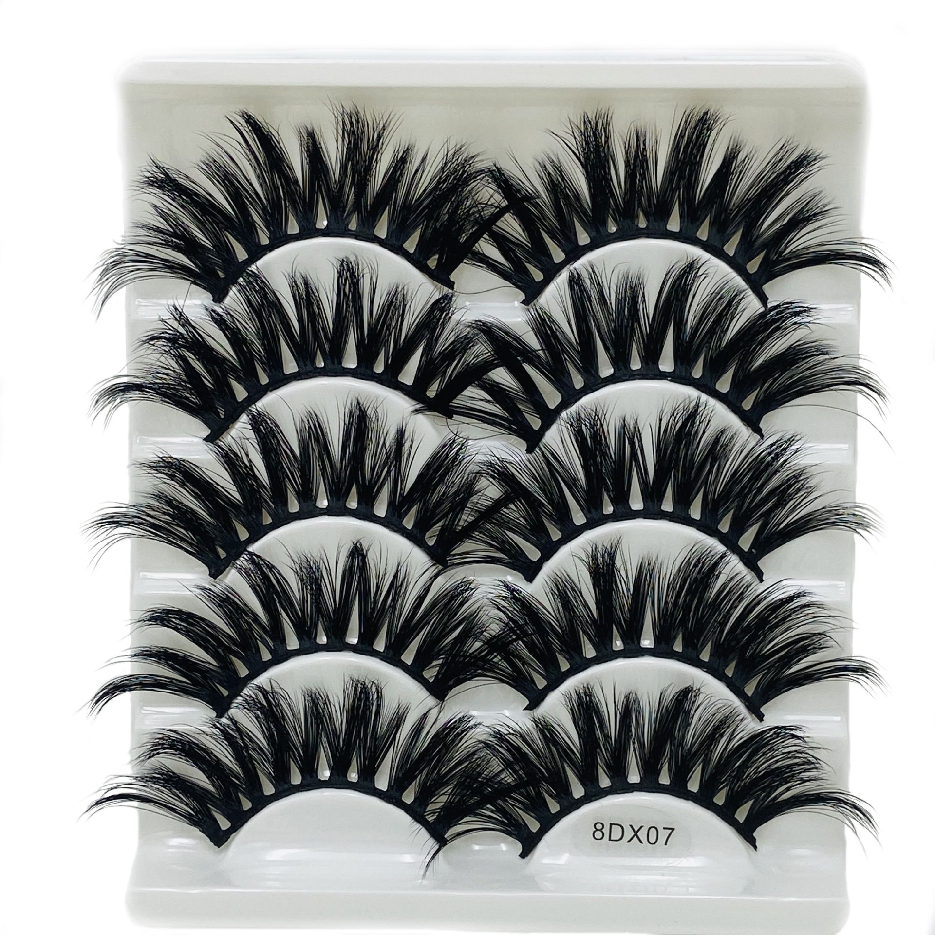 

Woman s Fashion Dramatic Criss-cross Wispies Fluffies False Eyelashes 8D Mink Hair Thick Long 8DX07