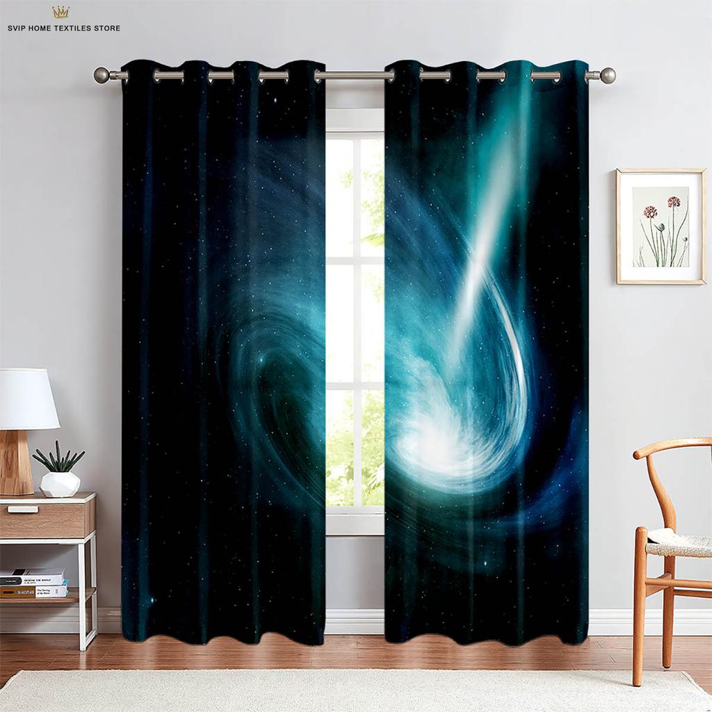 Dreamy Starry Sky Universe 3D Printed Curtain, Bedroom, Study, Living Room, Atmosphere Decoration, Easy To Wash and Maintain