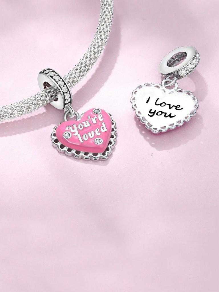 Charms Plata Copper Colors Valentine'S Day Heart Shell Beads Charm Pendant For Original Bracelet For Women Diy Jewelry Love Gift
