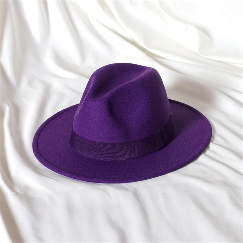 Skórzany Różowy Kapelusz Fedora z Szerokim Rondem Jazzowy Kapelusz Jesień/Zima Klasyczny Elegancki Kapelusz Panama Kapelusz Dżentelmena Sombrero