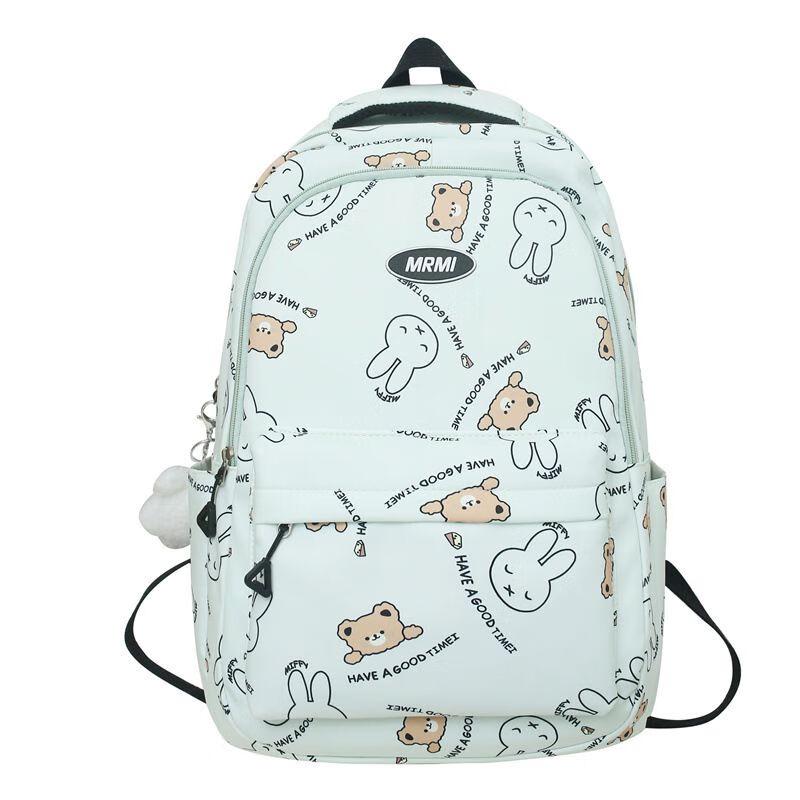 Cute Bunny Bear Print Girls School Backpack No Pendant