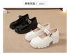 2025  New Spring and Autumn White Thick High Heels French High Heels Thick Heels British Style Mary Jane