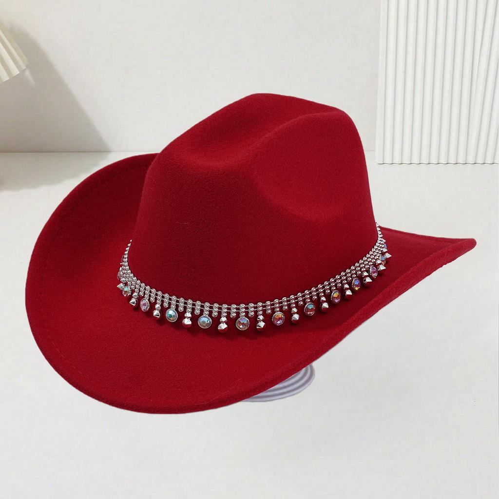 Hot-selling men's and women's colored diamond western cowboy top hat outing party holiday casual jazz hat