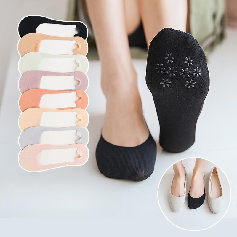 Female Summer Thin Silicone Non Slip Non Mark Shallow Mouth Ice Silk Boat Socks