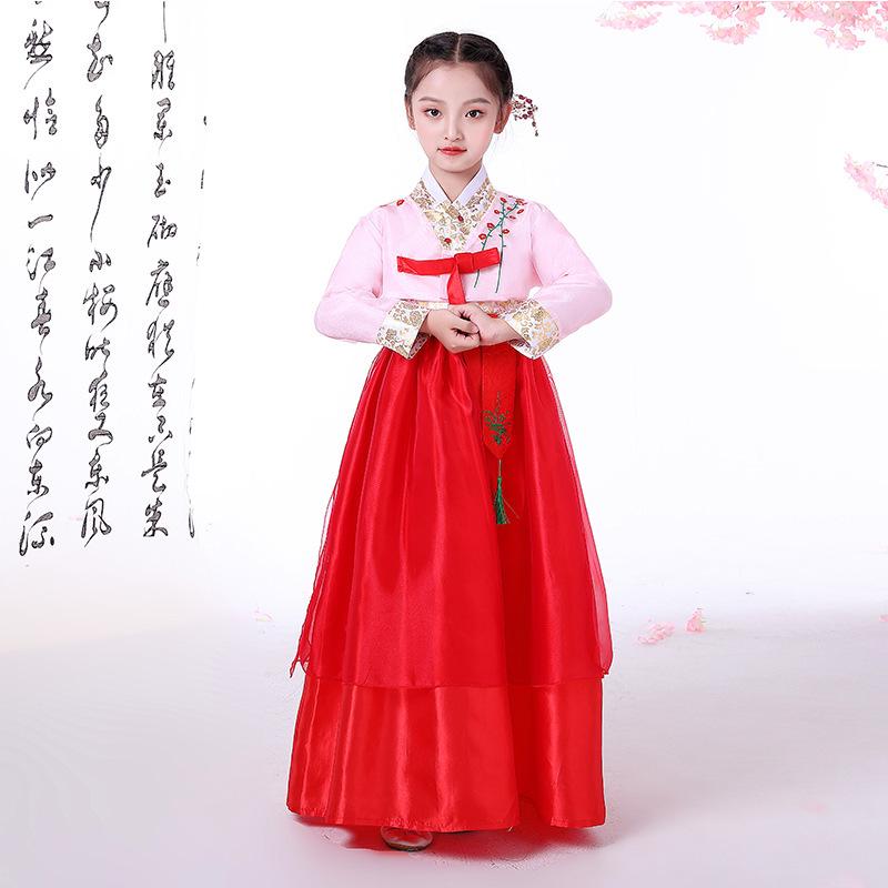 Korean Girl Traditional Ethnic Dance Costume - Dae Jang Geum Performance Wear 120 cm розовый/красный