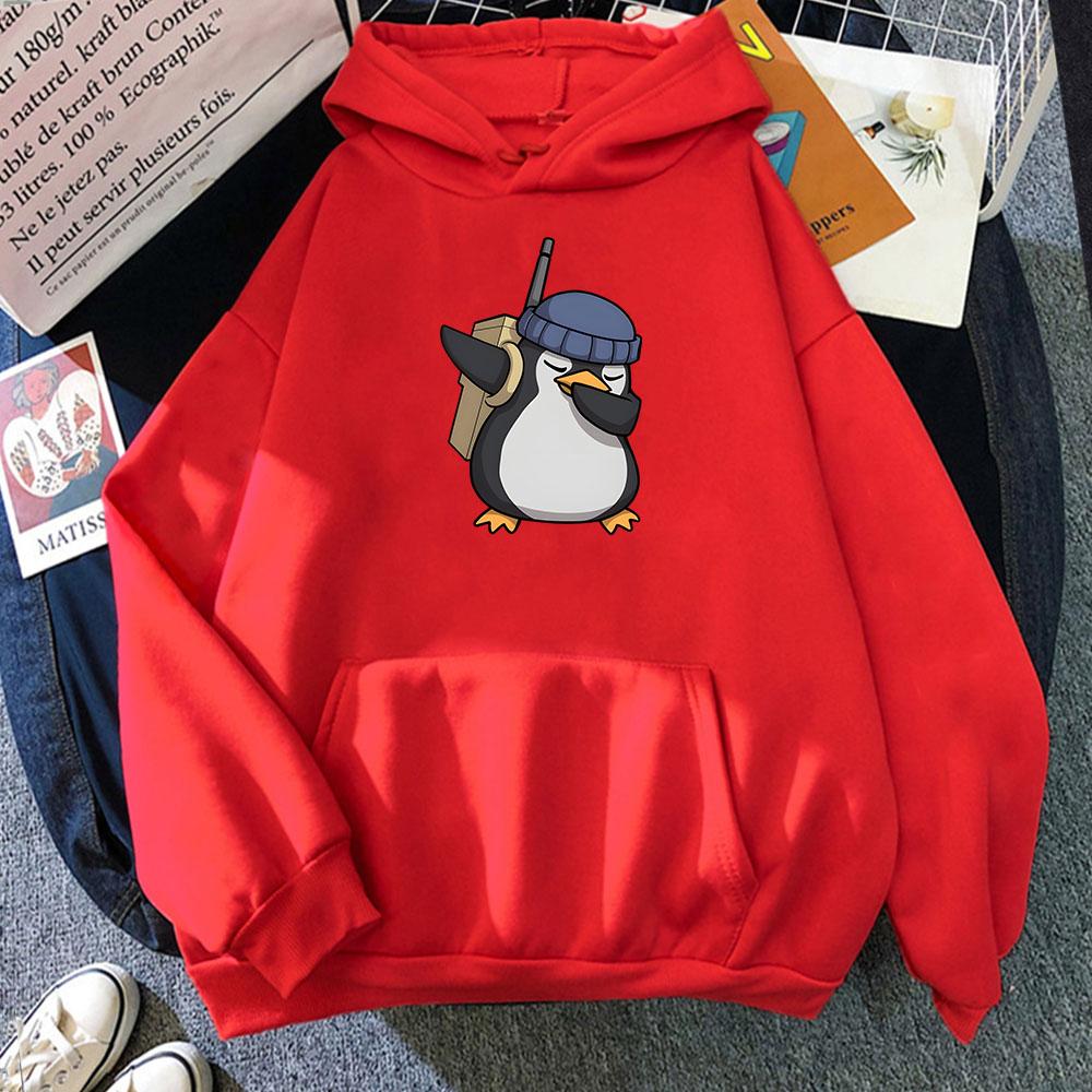 Valorant Anime High Quality Hoodies Men Women Cute Penguin Cartoon Print Pocket Long Sleeve Sportswear Clothes