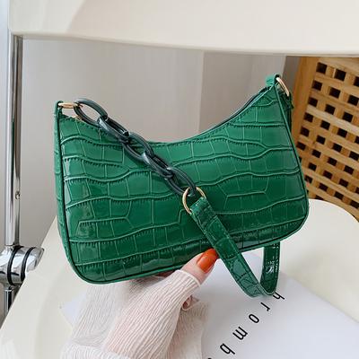 Retro Crocodile Pattern Shoulder Bag For Womenpu Leather French Underarm Bags Luxury Fashion Design Handbag Lady Purse
