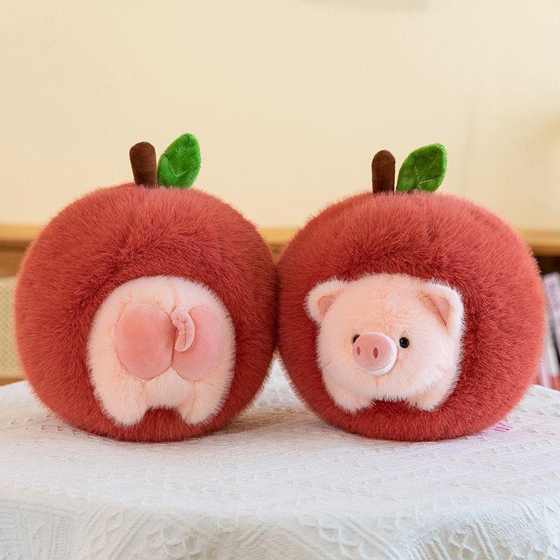 26Cm Cute Stealing Eating Apple Piggy Doll Plush Toy Plush Stuffed Animal Dolls Girl Bedroom Decoration Doll Gift For Children