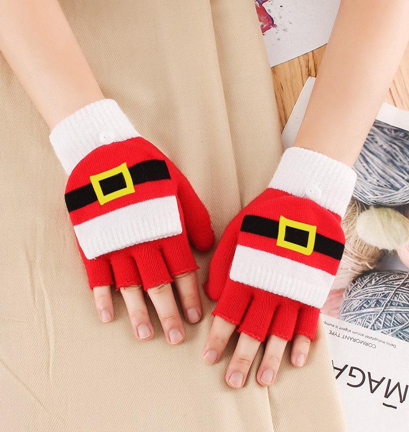 Crochet Flip Top Gloves Winter Women Warm Half Finger Gloves Thick Keep Warm Fingerless Gloves Christmas Knitted Gloves Soft One Size