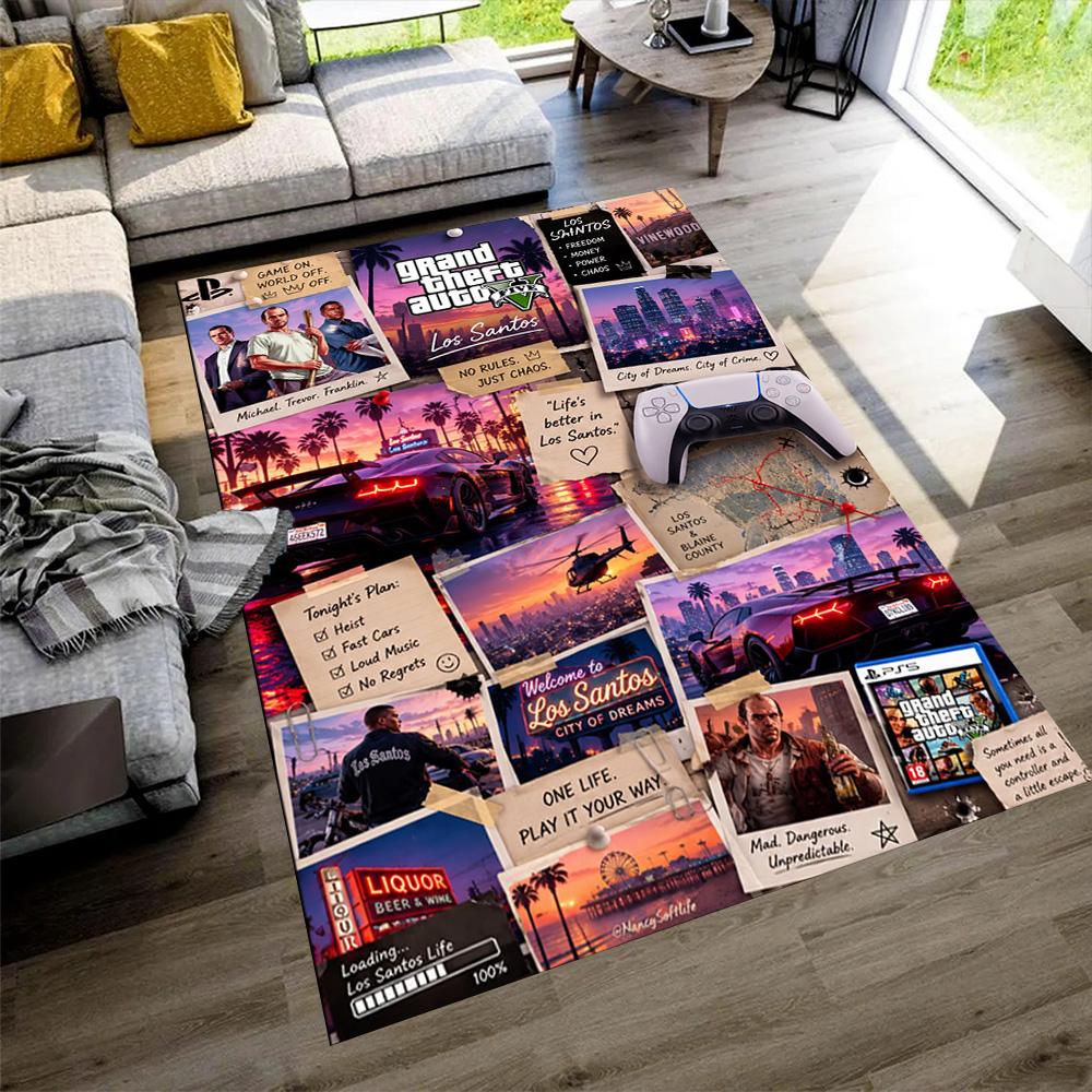 Grand Theft Auto Floor Rug Office Rug Design for Living Rooms Dining Room Bedrooms Playrooms Antislip Carpet Anime Office Decor