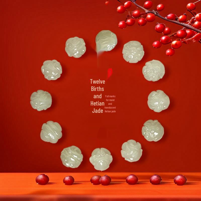 Hetian Jade Zodiac Beads: Year of the Snake Bracelet Craft Set Diameter 10mm