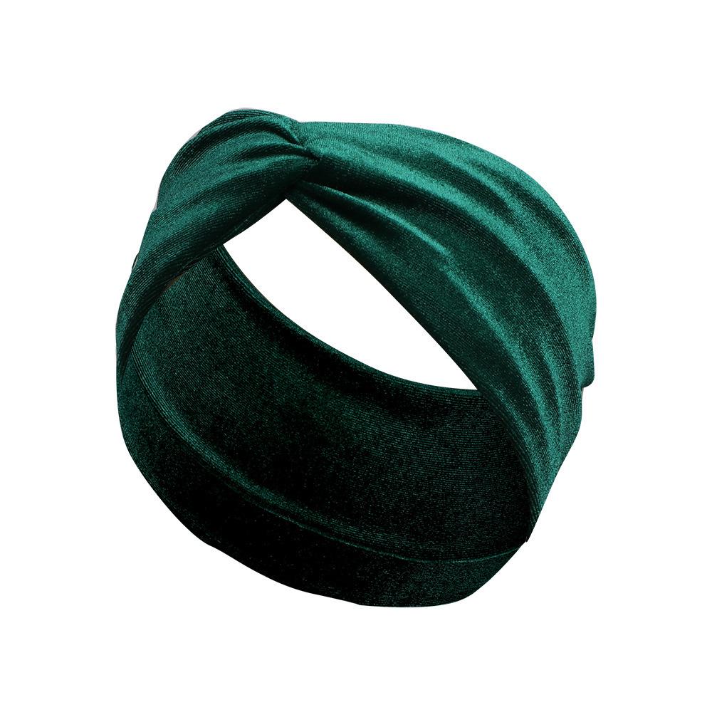 Solid Color Gold Velvet Headband, Hair Accessories Stylish Knotted Cross Elastic Wide Edge Headband Headband