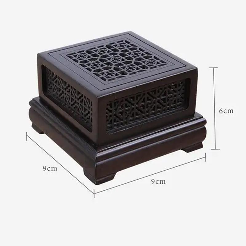 

Chinese Style Sandalwood Hollow Out Square Incense Burner Creative Home Living Room Supplies Zen Small Aromatherapy Furnace, 1Pc