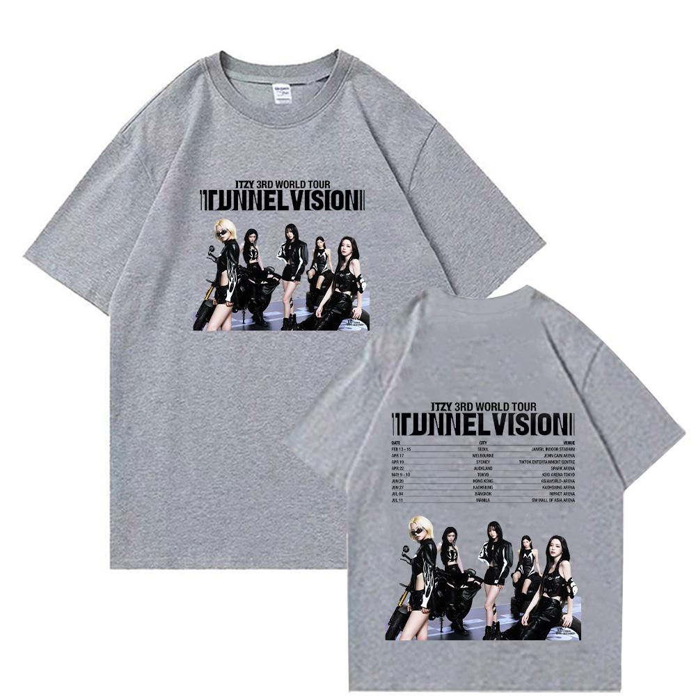 ITZY 3Rd World Tour Print T Shirt New Fashion Kpop Men Women Streetwear Casual Breathable Cotton Tees Round Neck Short Sleeve Tops
