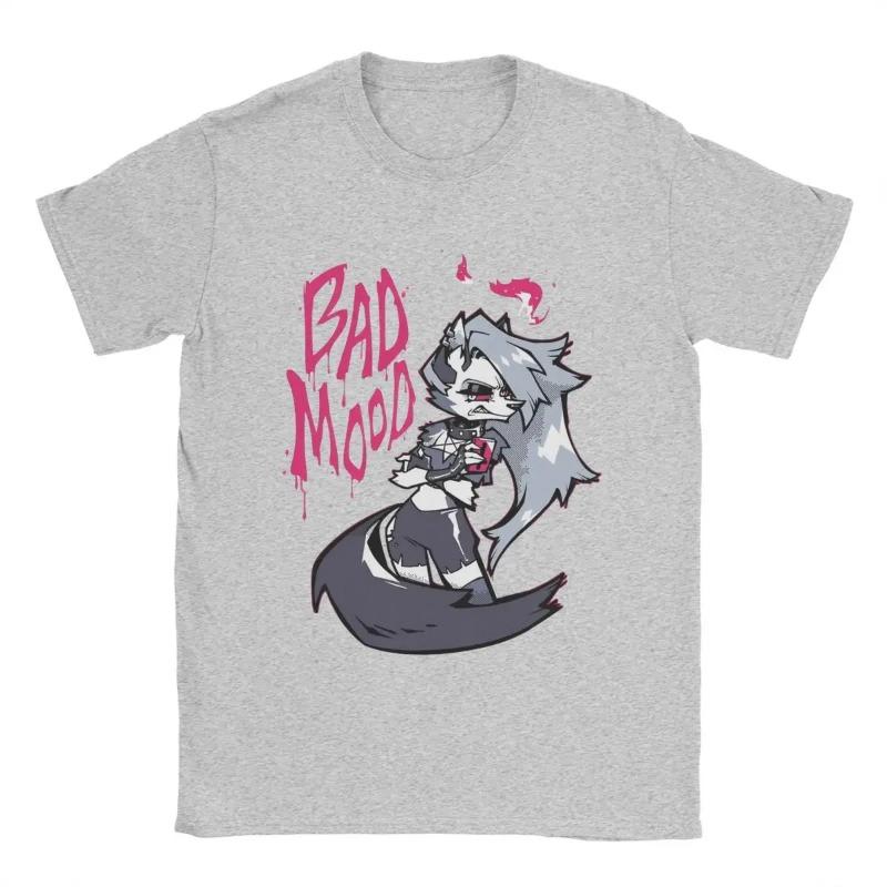 Hazbins Hotels Helluva Loona Bad Mood Men T Shirt Funny Tees Short Sleeve Round Collar T-Shirt Pure Cotton Gift Idea Tops Shirt