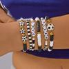 Elastic Adjustable Beaded Bracelet SportS Design For Men Women Unisex Football Baseball Fan Jewelry Wristlet