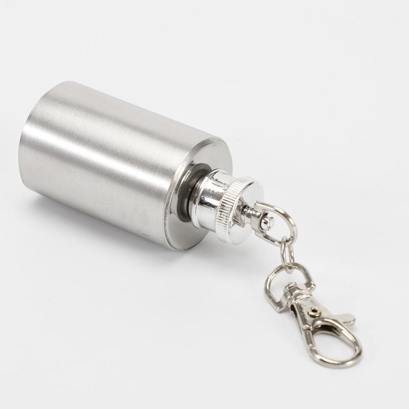 Mini 1Oz Stainless Steel Hip Flask Pocket Key Chain Lightweight Durable Steel Flagon