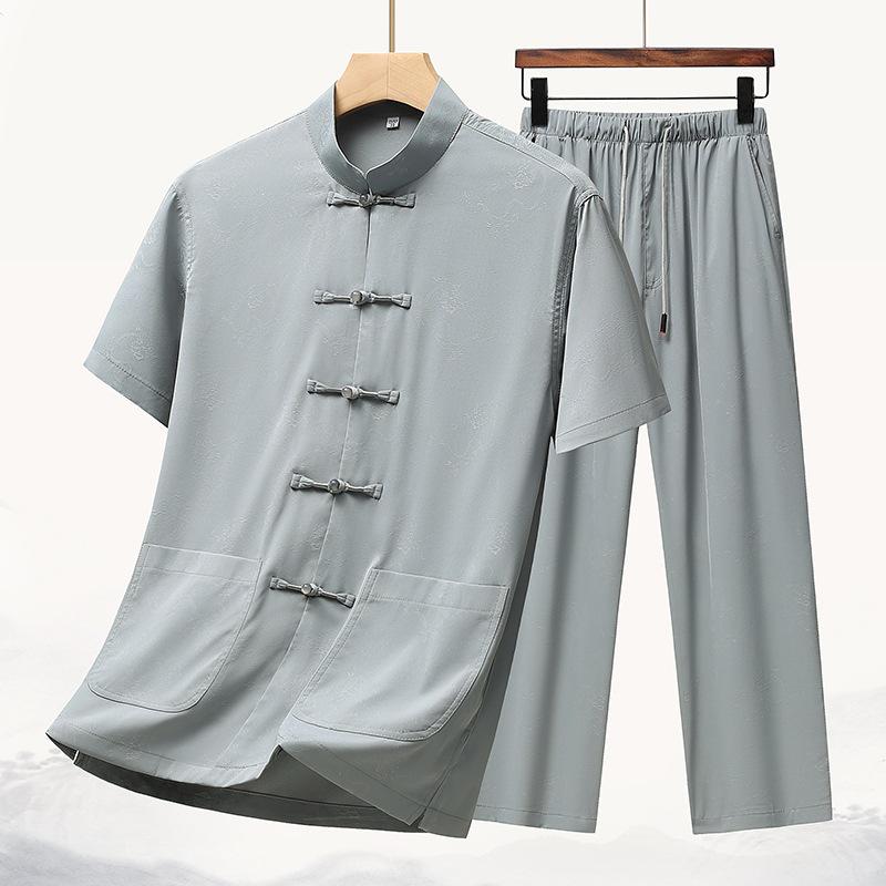 Men's Chinese Style Summer Tang Suit Set - 2026 Casual Printed Design