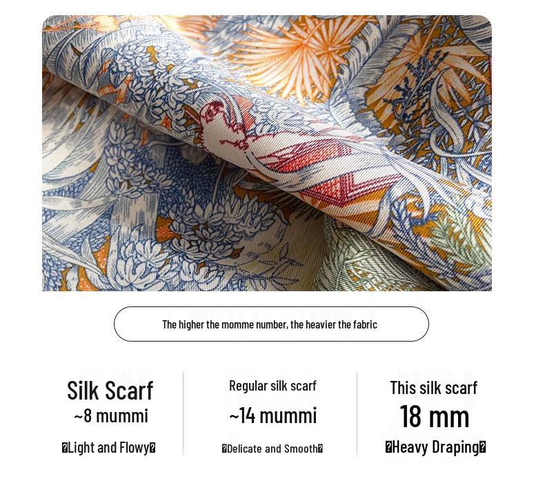Elegant Thickened Mulberry Silk Twill Scarf/Shawl - Dual-Color Print for Women