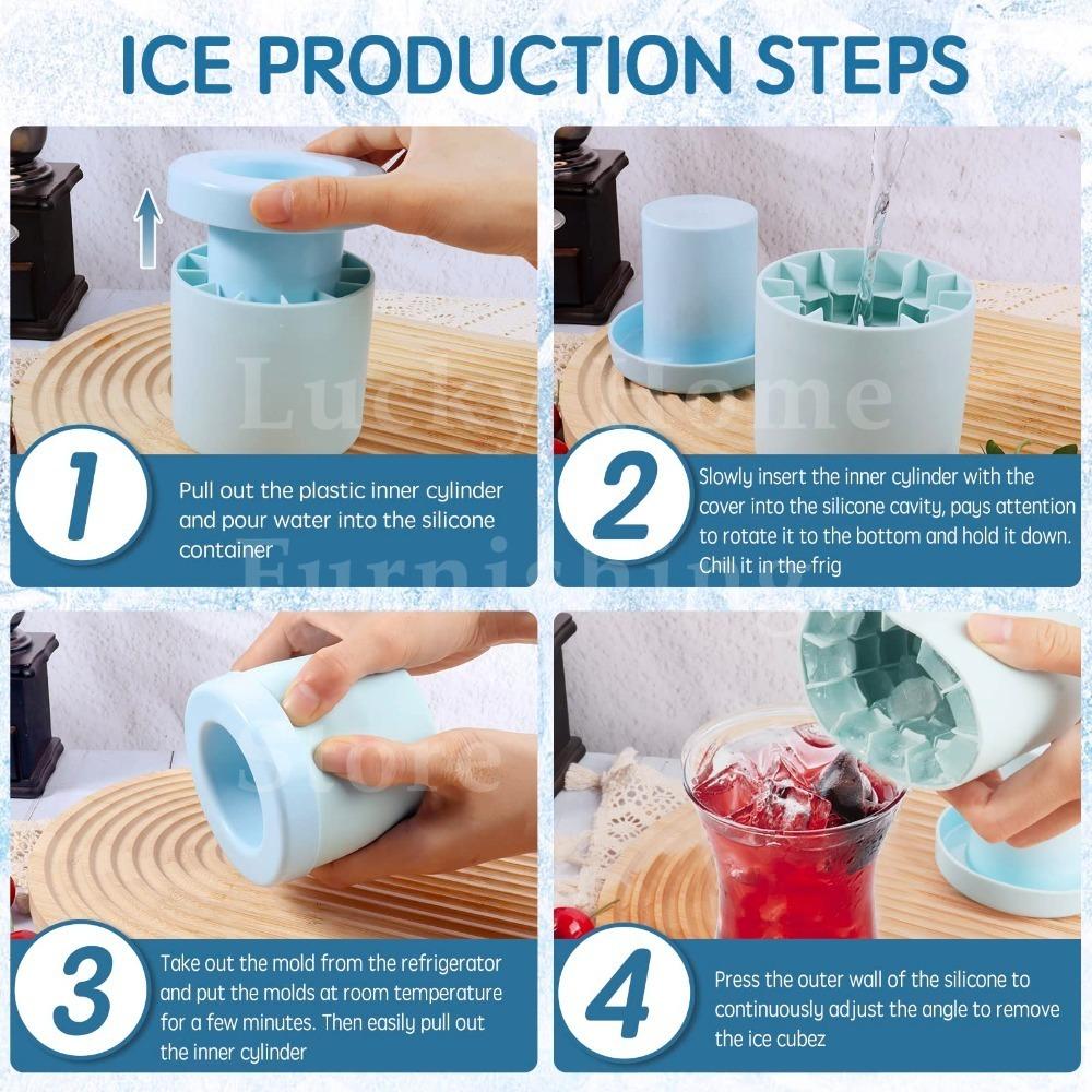 1PC Round Ice Bucket Silicone Mold  Quick Freeze Ice Tray for Refrigerator  Durable DIY Ice Storage Box for Cocktail Barware