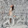 25PCS Gold and Silvery Square Foil Balloon Wall Backdrop Double Sided Balloon Arch Garland Kit for Anniversary Engagement Party