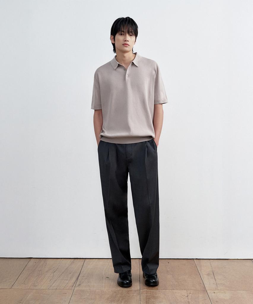 SIECLE One-Pleat Wide Trousers (Charcoal Gray)