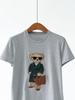 Early Spring Women's T-Shirt: 100% Long-Staple Cotton, Heavy Embroidery, Little Bear Design, Round Neck, Short Sleeve.