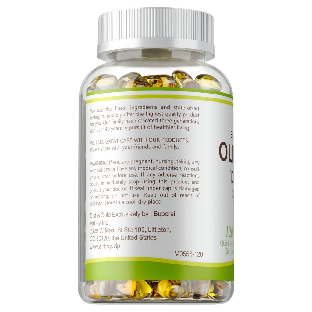 Kapseln mit nativem Olivenöl extra, 1000 mg, natürliche pflanzliche Ernährung, Immununterstützung, für Erwachsene geeignet.