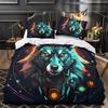 3D Printed Wolf Element Fashionable Down Duvet Cover, Ultra-fine Fiber Bedding Set, Children's and Adult Zipper Down Duvet Cover