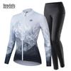 Women's Long Sleeve Fleece Cycling Suit - Autumn/Winter Mountain Bike Outfit