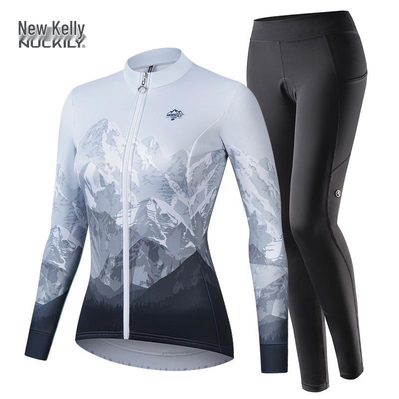 Women's Long Sleeve Fleece Cycling Suit - Autumn/Winter Mountain Bike Outfit