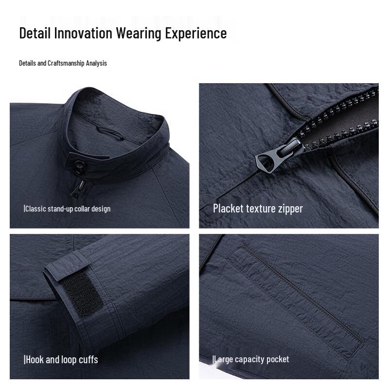 SHANSHAN Men's Windproof Stand Collar Business Casual Jacket