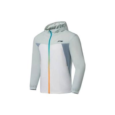 Li Ning Laufserie Logo Colorblock Packbare Kapuzen-Sportjacke Herrenjacken Hellblau AFDS365-8