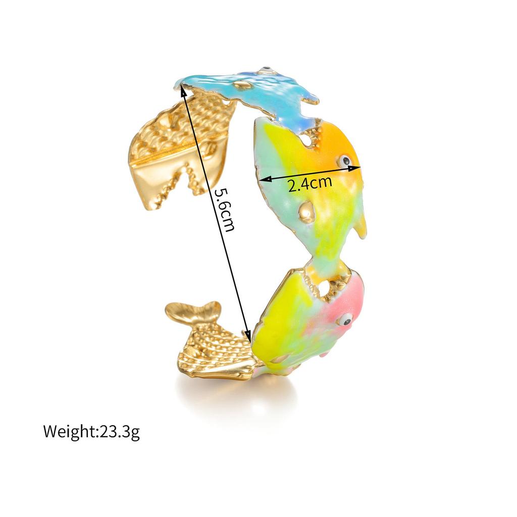 18K Gold Ocean-Style Fish Bangle: Women's Sweet Dopamine Design In Titanium Steel.
