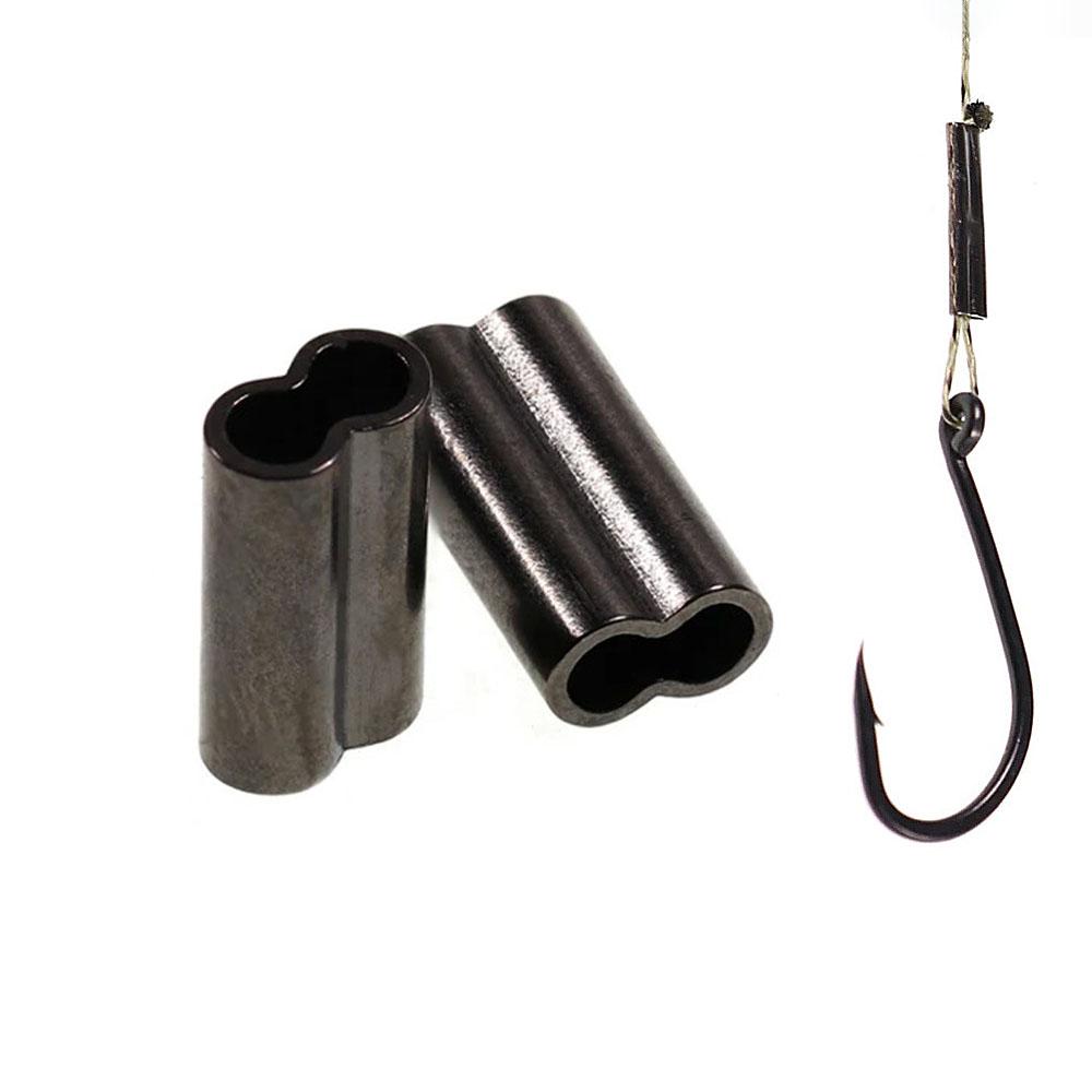 0.5mm 0.6mm 0.7mm Double Oval Fishing Line Crimping Tube Wire Crimp Connector Carbon Tube Fishing Crimp Sleeves Accessories