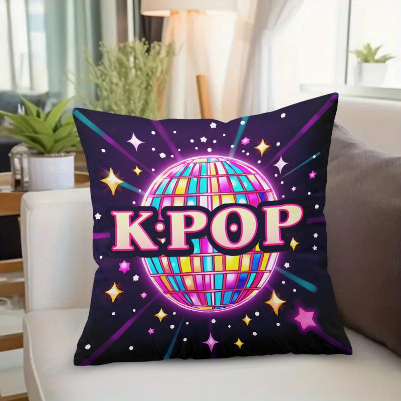 K Pop Concert Square Printed Pillowcase, Zip Closure, Machine Washable For Outdoor Camping Beach Sofa Chair Decor, No Pillow Cor