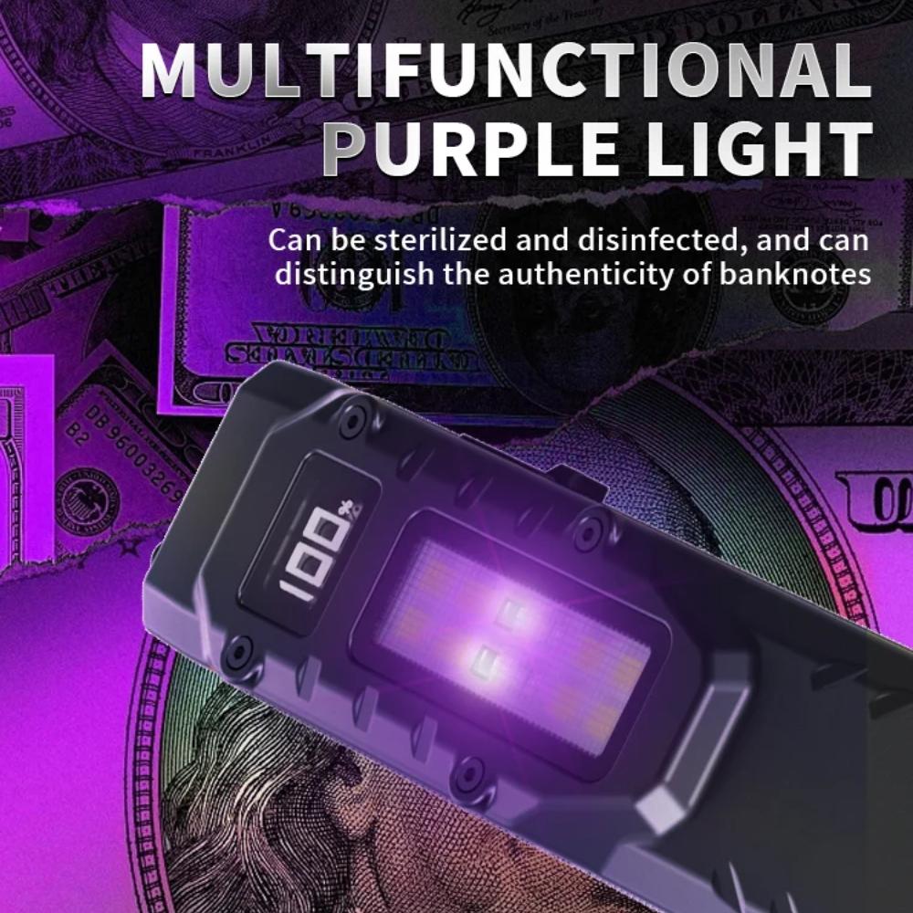 EDC Rechargeable LED Flashlight Type-C Charging Super Bright Tactical Flashlight COB Work Light Portable Multifunctional Flashlight Waterproof