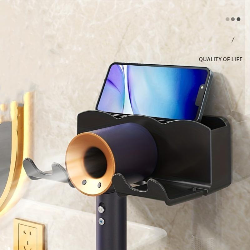 1pc No-Punch ABS Hair Dryer Holder - Easy Wall Mount, Space-Saving Bathroom Organizer, Safe & Stylish Design for Hassle-Free Grooming