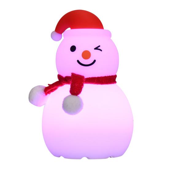 Snowman Tap Light Cute Christmas Lamp Rechargeable Silicone Touch Bedside Light Snowman Mood Lighting for Christmas Tree