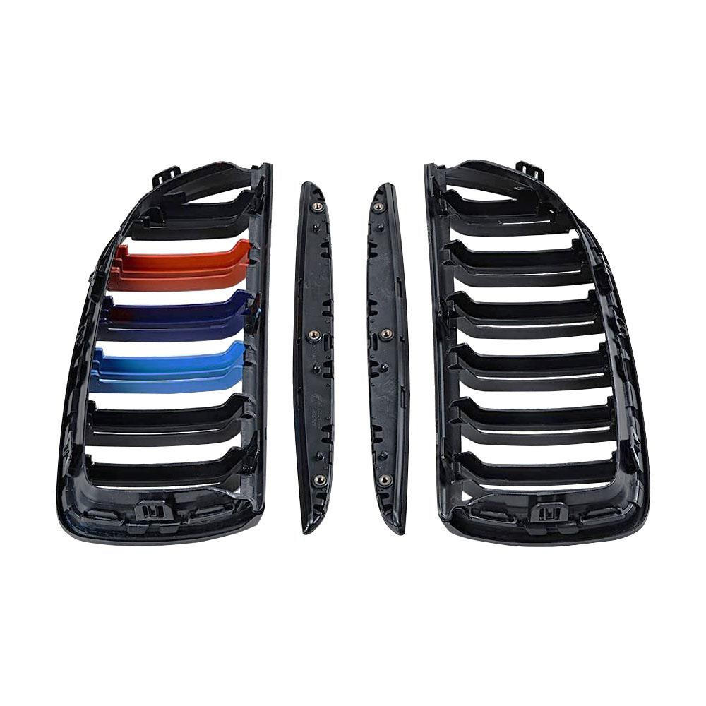 Přední mřížka na ledviny lesklá černá M Color Double Line pro BMW řady 3 E90 E91 2005-2008 325xi 320i 325i 325i 328i 330i 335i