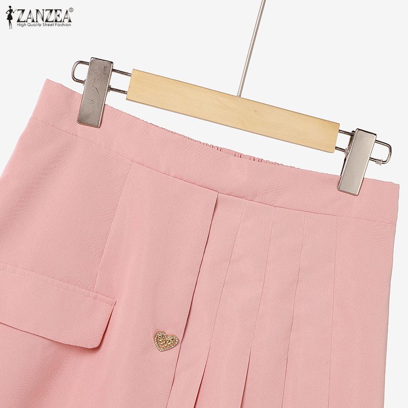 ZANZEA Women Casual Short Sleeve Blouse and Short Skirts Elegant Two Piece Suit Sets