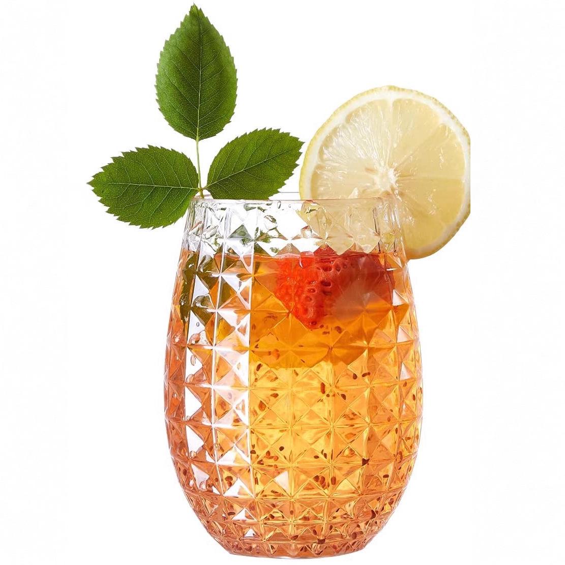 

12oz Clear PET Pineapple Wine Glass, Food-Grade, Large 360ml Egg-Shaped Red Wine Glass