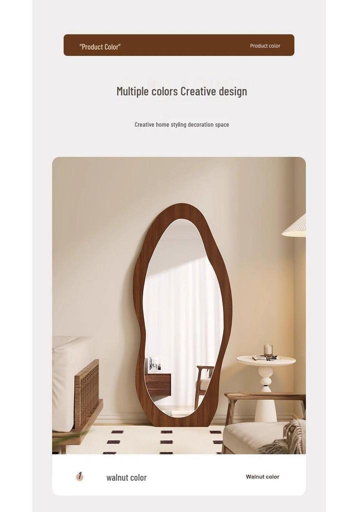 Ethnic Style Irregular Wall-Mounted Full-Length Floor Mirror for Indoor Use
