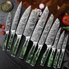 10Pcs/set Stainless Steel Damascus Pattern Chef Knives Set Kitchen Knife Set Butcher Boning Knife Vegetable Knives Cutter