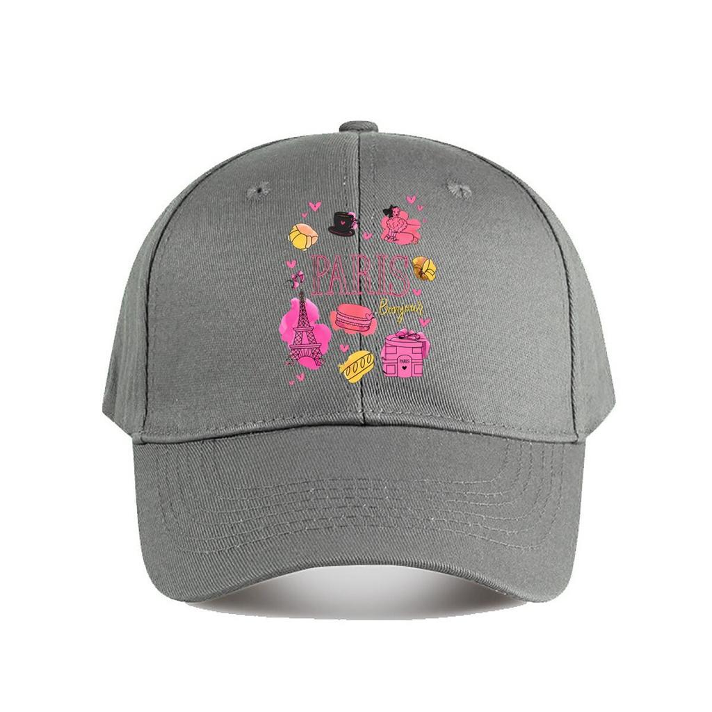 Cute Paris French Eiffel Tower Macaron Art Print Baseball Cap Fashion Unisex Sunhat Womens Outdoor Sports