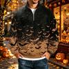 Men's Halloween Print Raglan Sweatshirt Loose Fit Stand Collar Casual Top