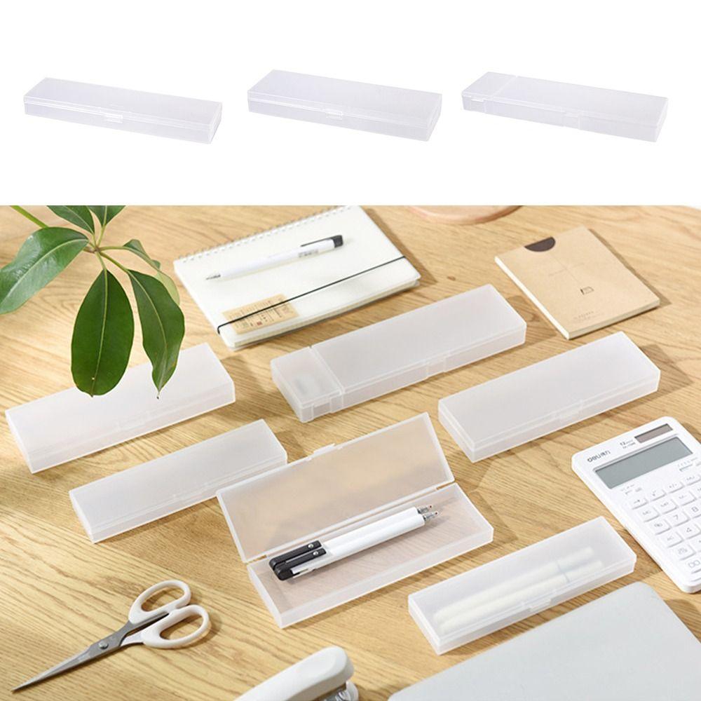 Plastic Pencil Case S/M/L Frosted Stationery Storage Box Multifunctional Translucent Stationery Organizer School Office