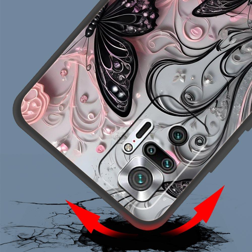 Fashionable Butterfly Flower Pattern Phone Case Cover for Redmi 14C 10C Note 15 14 13 12 10 11 K40 Pro Plus 5G Soft TPU Shell